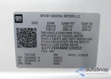 2022 Cadillac Xt4 Fwd Sport z USA, uszkodzony, nr VIN 1GYFZER46NF130852